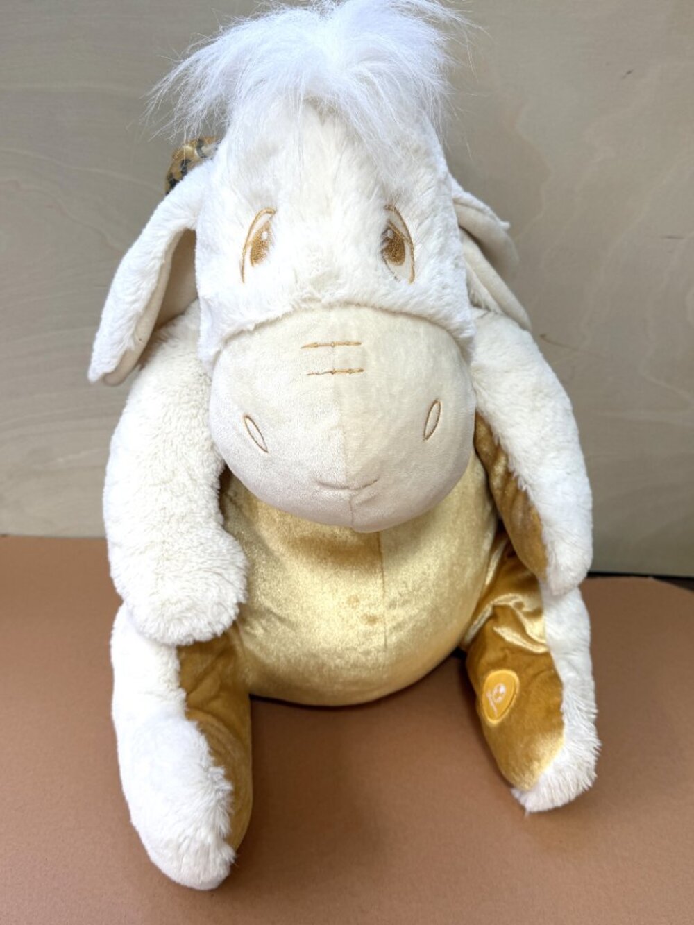 Disney 18" Cream & Gold Eeyore Plush w/Bow